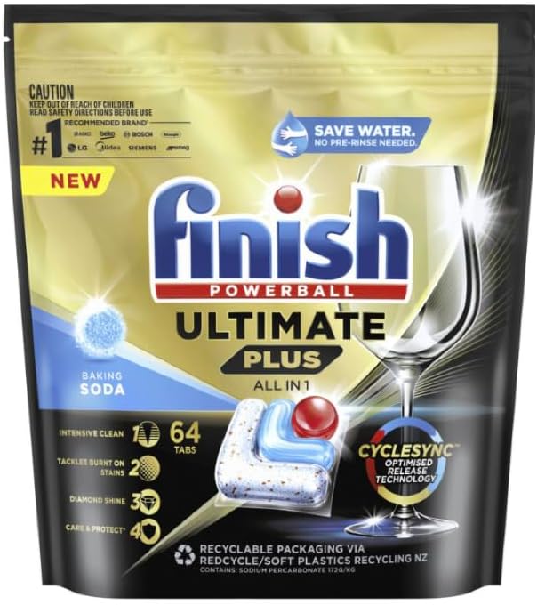 Finish Ultimate Plus All in 1 Dishwasher Tablets, Lemon Sparkle, 105 Tablets