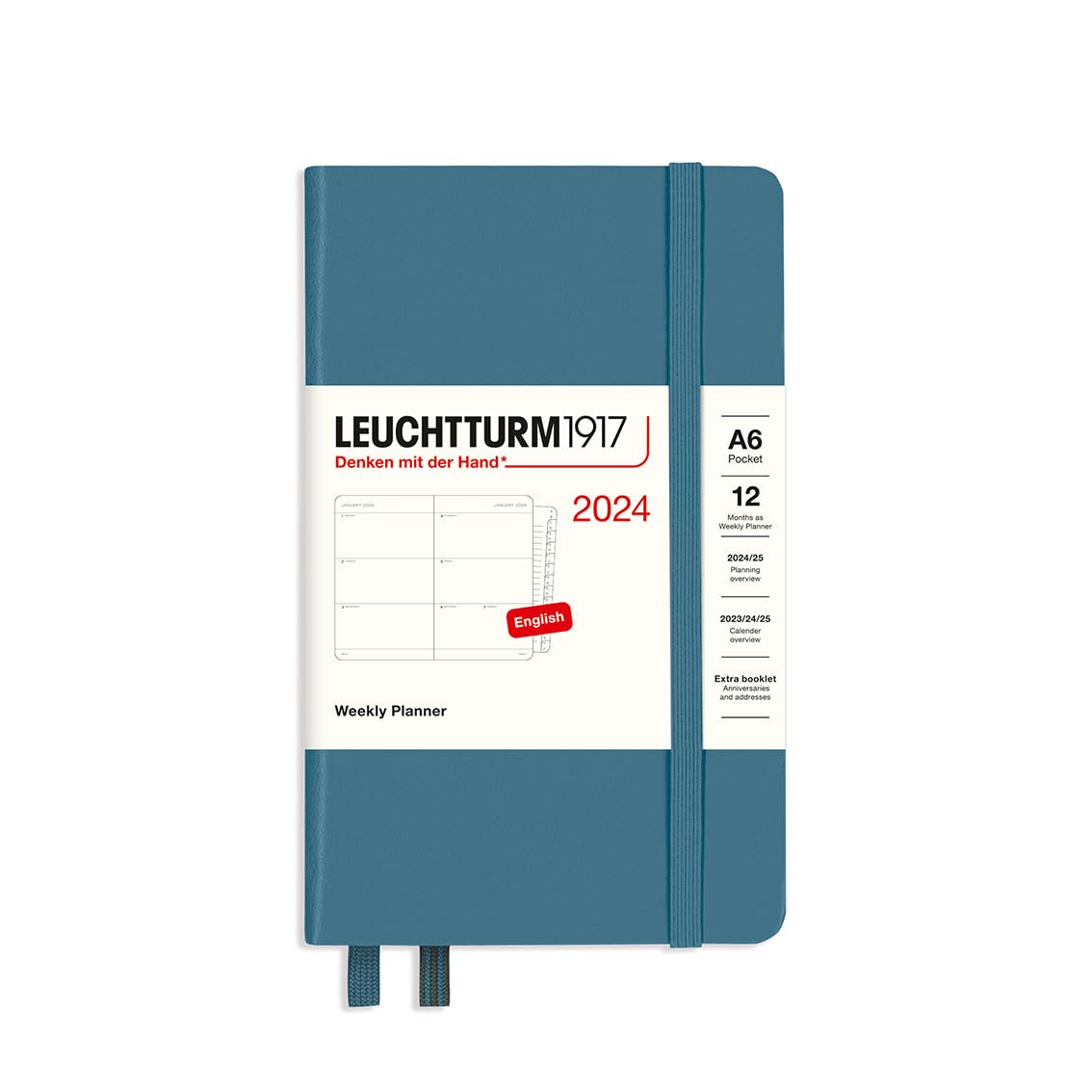 2024 Leuchtturm1917 Weekly Horizontal Diary Planner - Soft Cover - Pocket (A6) - Stone Blue