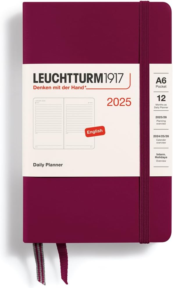 Leuchtturm1917 - 2025 Diary - Daily Planner - A6 - Port Red