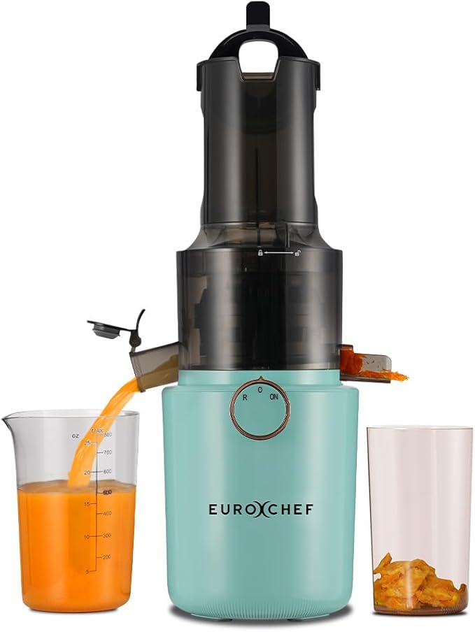 EUROCHEF Cold Press Slow Juicer Machine Large Chute, 200W, Seafoam Green