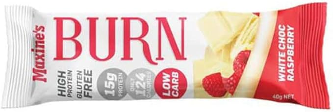 Maxine's Burn Bar - Box of 12 - White Choc Raspberry