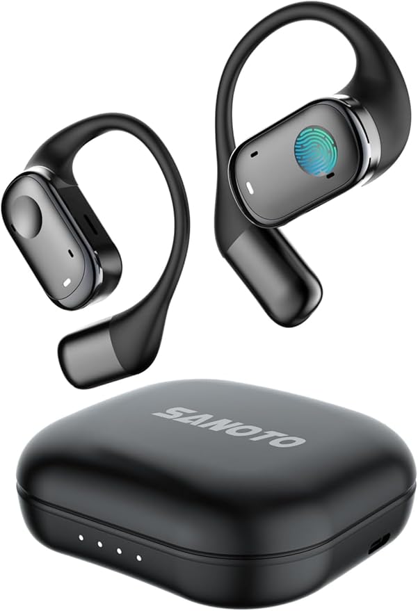 SANOTO Bone Conduction Headphones Wireless Open Ear Headphones Black