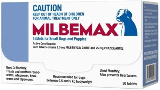 Milbemax Allwormer for Dogs, 50 Tablets, Over 5kg