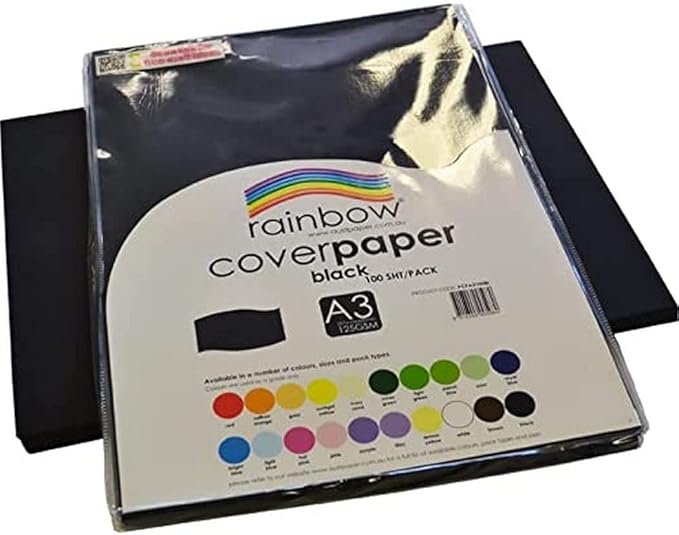 Rainbow A3 Cover Paper 100 Sheets, Black