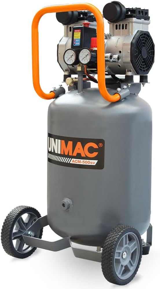 UNIMAC 2HP 50L Silent Oil-Free Portable Electric Air Compressor, Vertical, For Airtools, Tyre Inflation