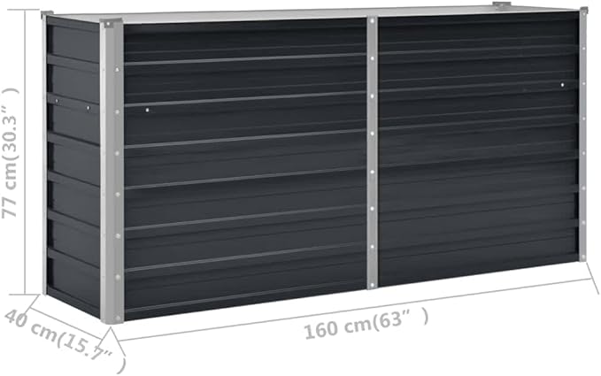 vidaXL Garden Raised Bed Anthracite 160x40x77 cm Galvanised Steel