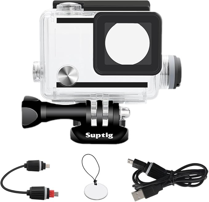 Suptig Housing Rechargeable Waterproof Housing for GoPro Hero 4 Hero 3+ Hero 3 Outside Action Camera for Underwater Charge Use - Water Resistant Up