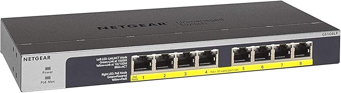 Netgear GS108LP 8-Port PoE/PoE+ Gigabit Ethernet Unmanaged Switch