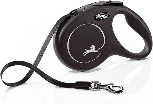 Flexi New Classic Retractable Dog Leash (Tape), 16 ft, Medium, Black