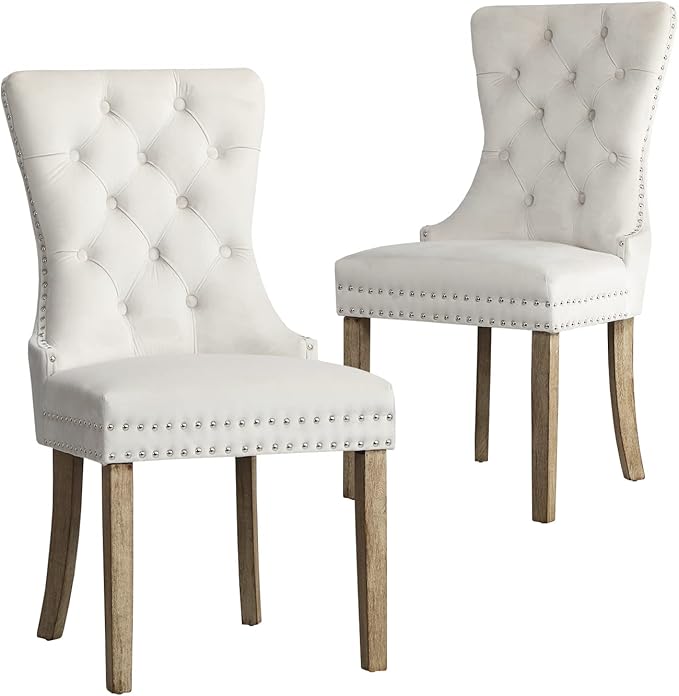 Oikiture 2x Velvet Dining Chairs Tufted Kitchen Cafe Chair