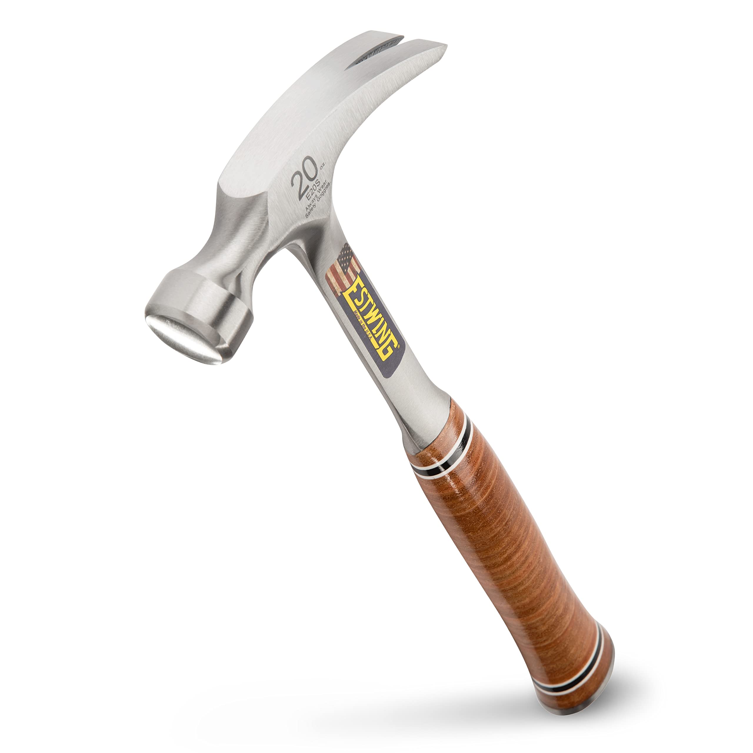 Estwing E20S Straight Claw Hammer - Leather Grip 20oz
