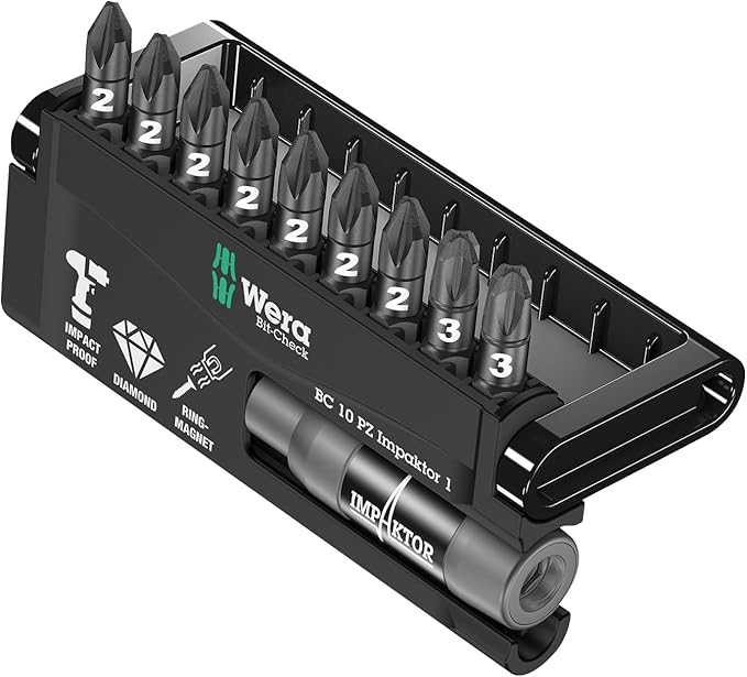 Wera Pozidrive Impaktor 1 Bit Check 10 Piece