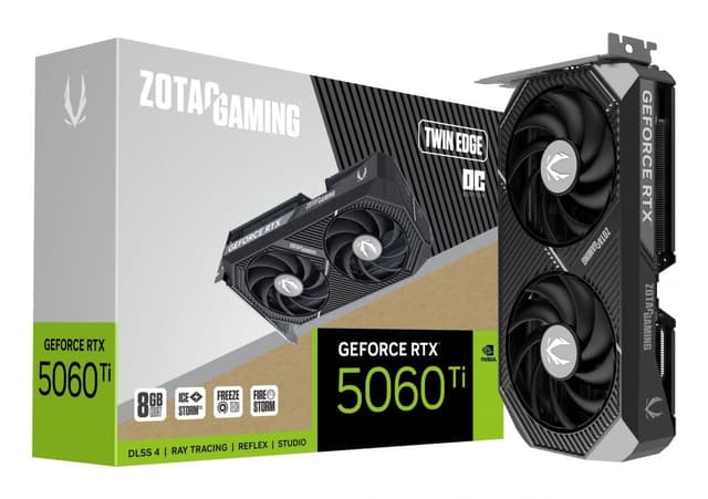 ZOTAC GAMING GeForce RTX 5060 Ti 8GB Twin Edge - Graphics card - GeForce RTX 5060 Ti - 8 GB GDDR7 - PCIe 5.0 x8 - HDMI, 3 x DisplayPort