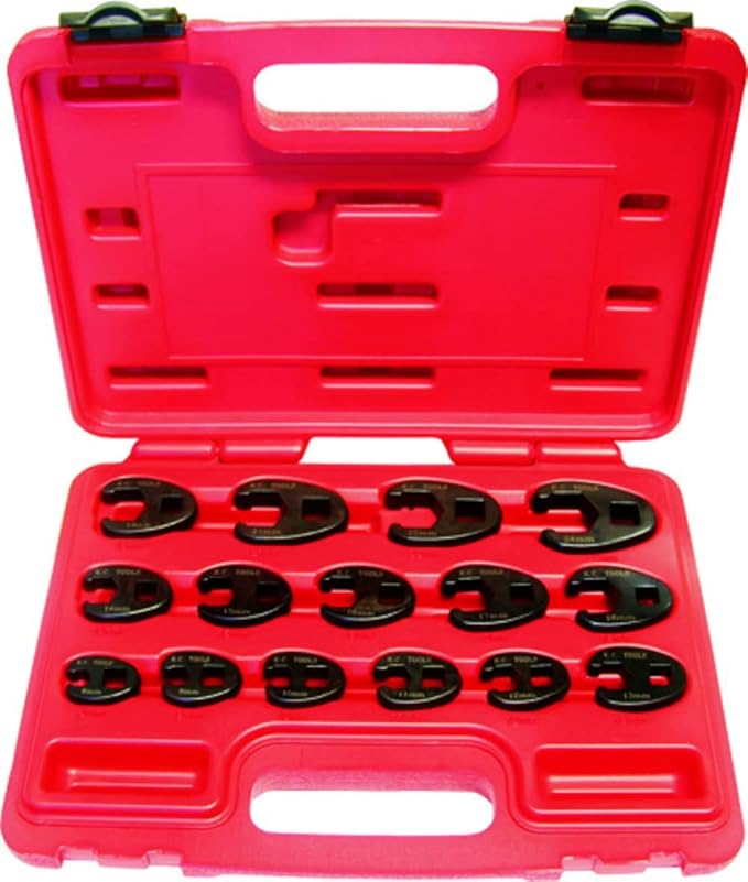 KC Tools 15-pc 3/8" Dr Metric Crowsfoot Impact Spanner Set