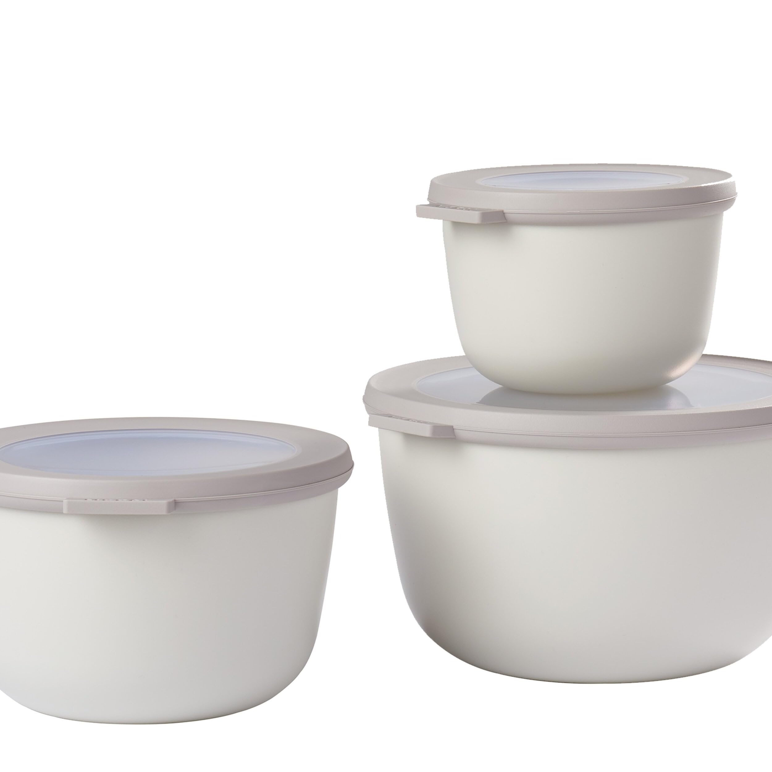 Mepal Cirqula Bowl, Round, 3 Piece Set (Nordic White) - Large