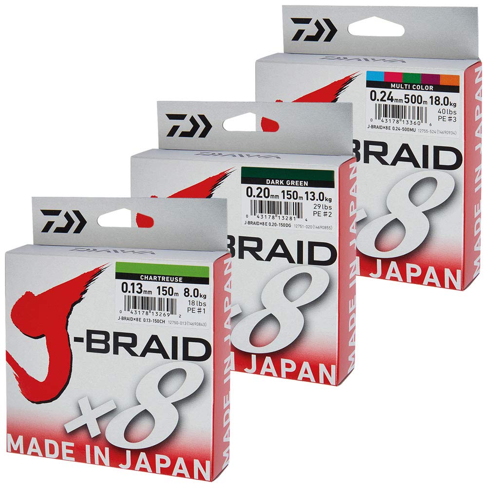 Daiwa J-Braid 8 Braided Line 3000 M Green 0.160 mm