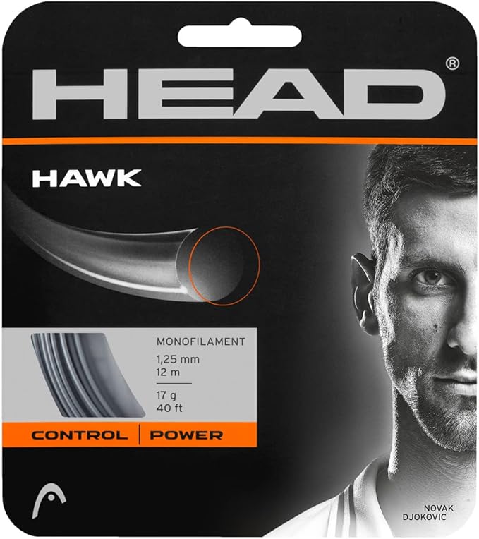 Head Hawk Tennis Racket String 40' Set - 18 Gauge Monofilament Racquet
