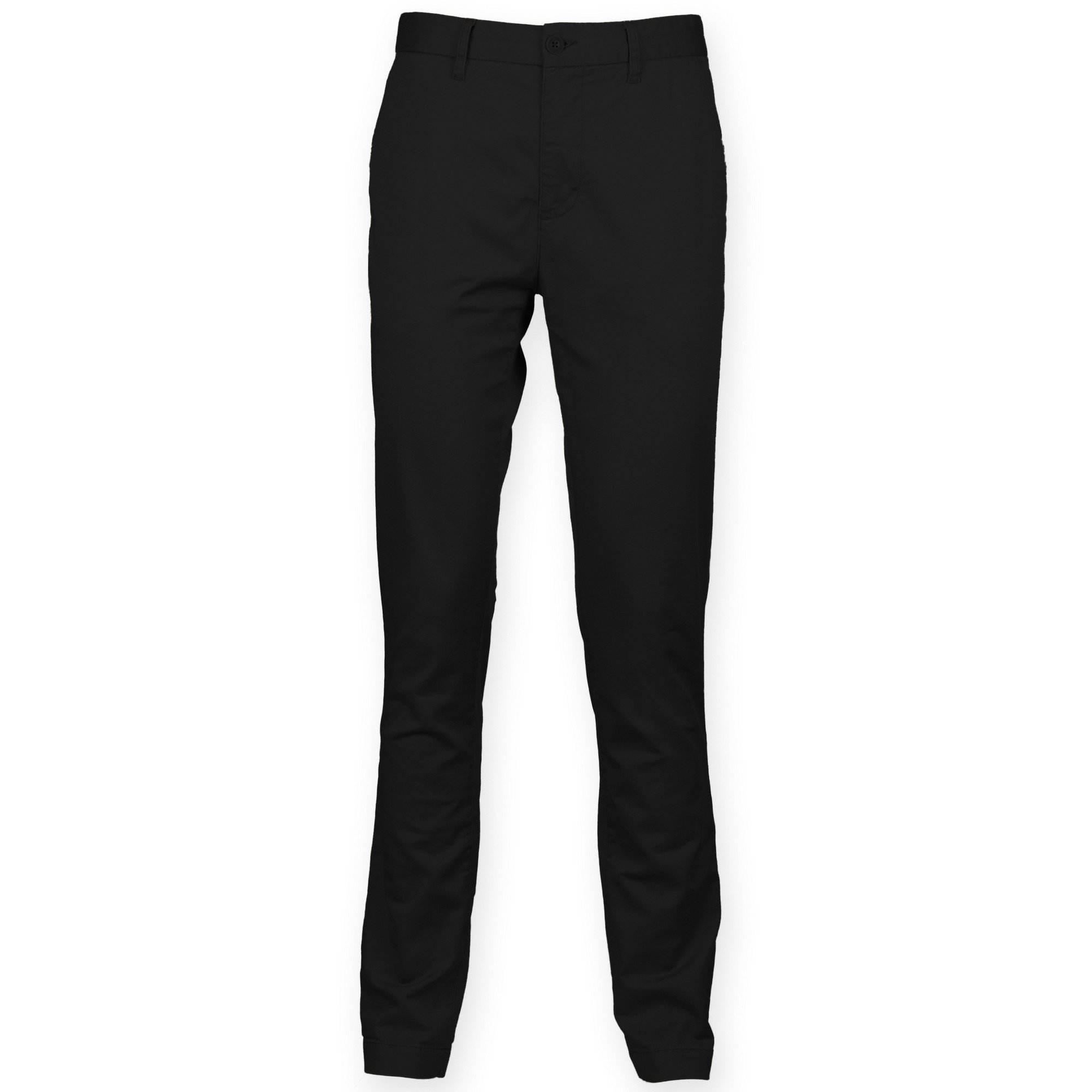 Front Row Mens Cotton Rich Stretch Chino Trousers Black 36R