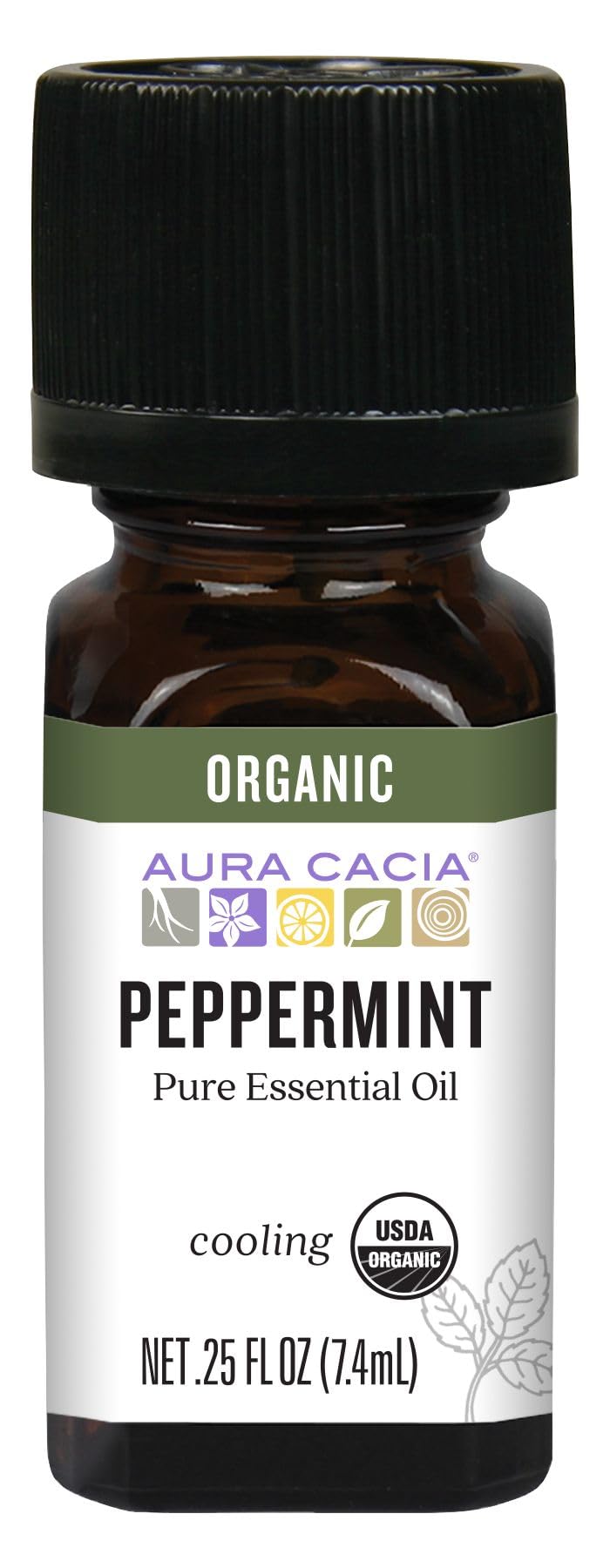 Aura Cacia Aromatherapy Organic Peppermint Essential Oil - 0.25 fl oz bottle