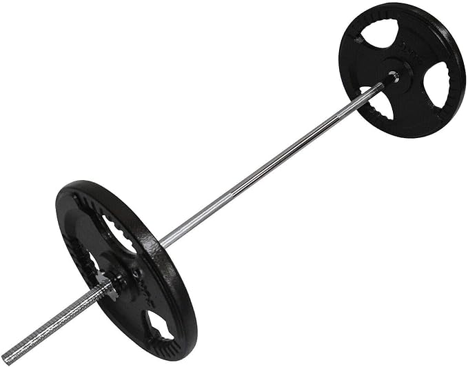 62kg Total - 180cm Olympic Barbell Bar - 25kg x 2 Weight Plates Free Spring Collar