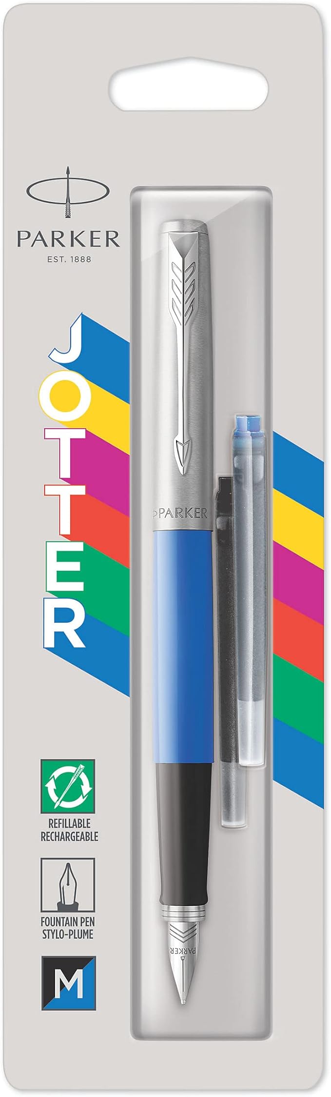 Parker Jotter Fountain Pen Stainless Steel Chrome Trim