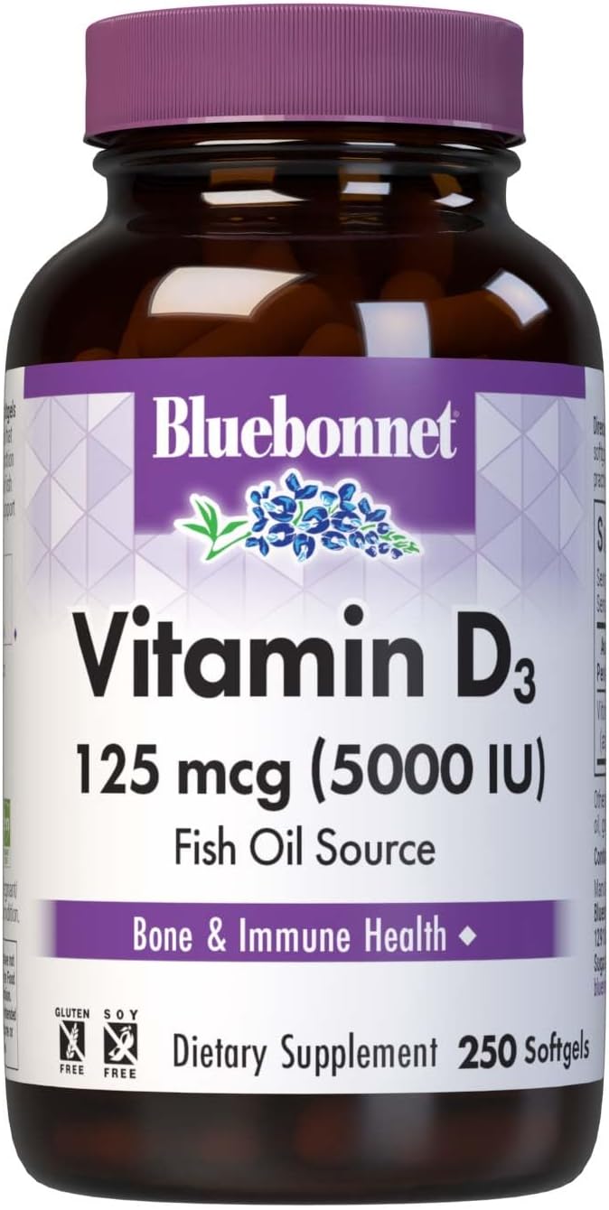 Bluebonnet Nutrition Vitamin D3 5000 IU 120 Vegetable Capsule