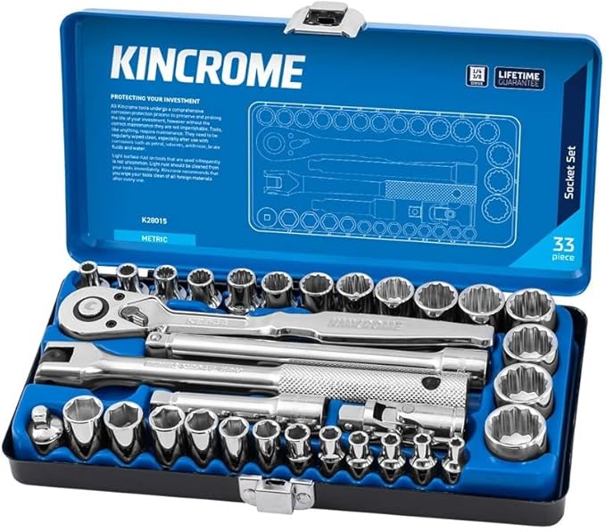 Kincrome 33 Piece 1/4 & 3/8" Drive Metric Socket Set - K28015