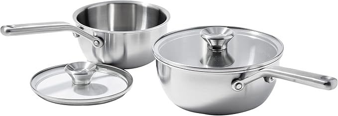 OXO Mira Tri-Ply Stainless Steel 1.5qt & 3.75qt Chef's Pan Set