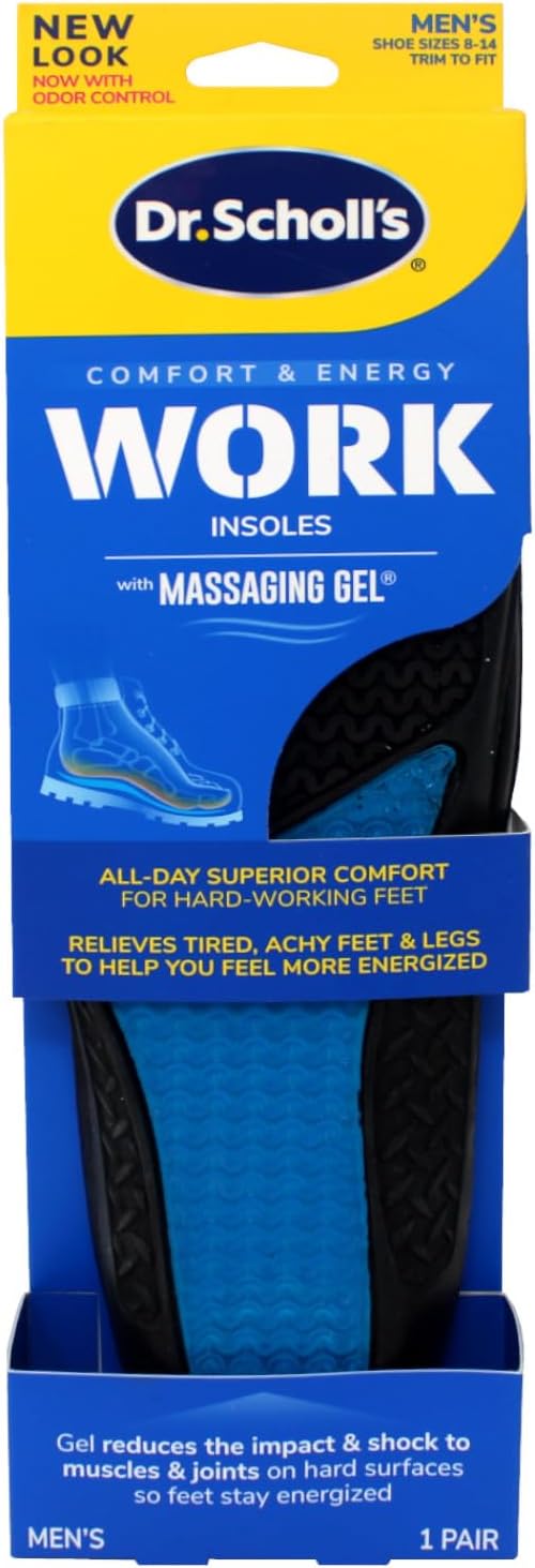 Dr Scholls Massaging Gel Insoles, Work, Men's, Size 8-13