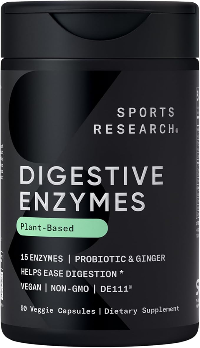 Sports Research Digestive Enzymes Plant-Based 90 Veggie Capsules
