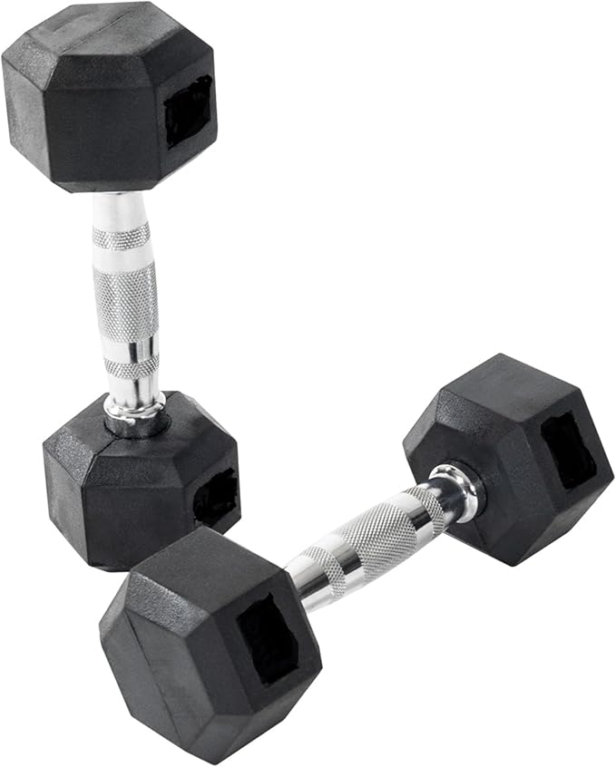 Orbit Rubber Hex Dumbbells Size 1kg in Black/Chrome