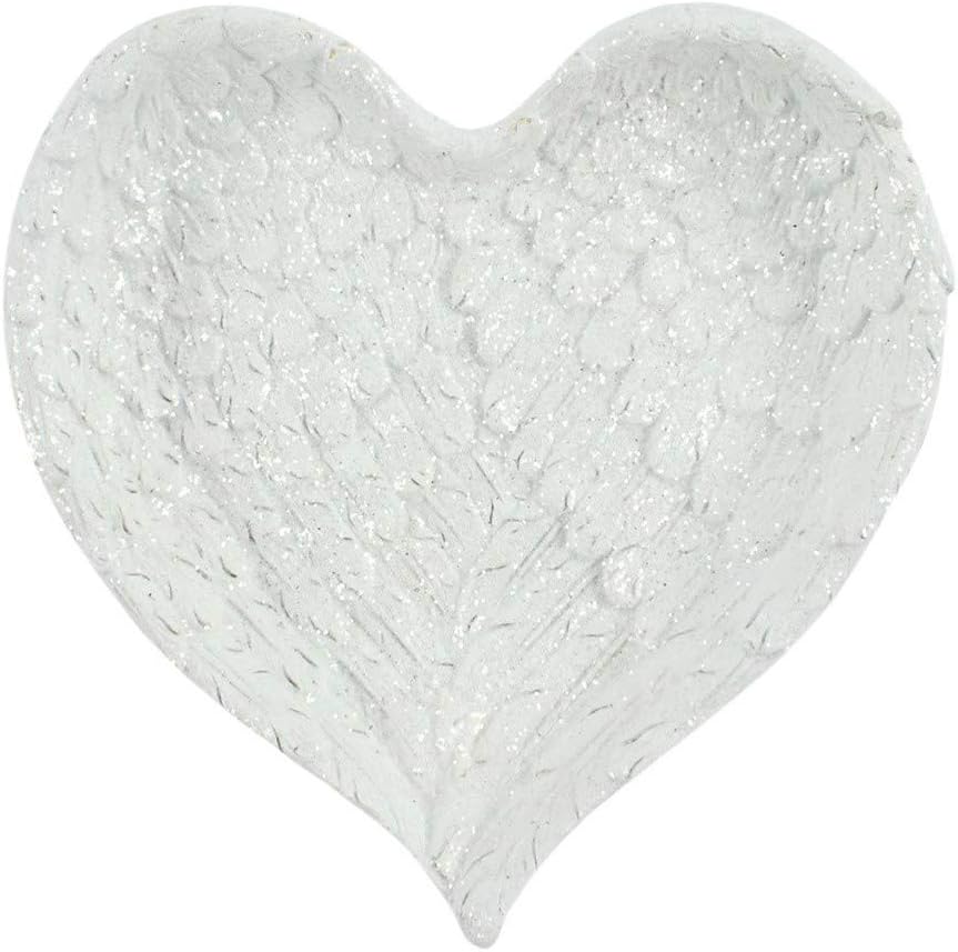 Glitter Heart Shaped Angel Wing Trinket Dish
