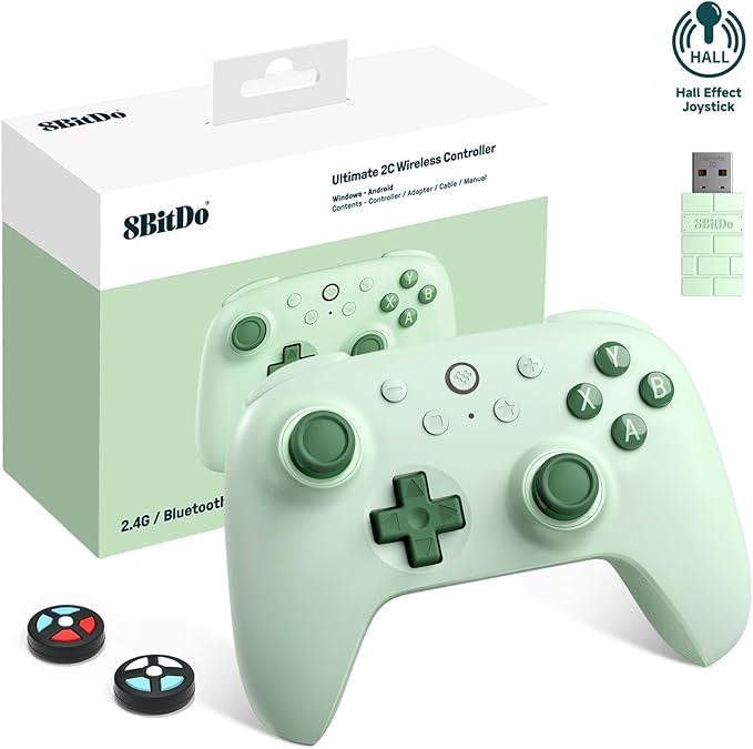 8BitDo Ultimate 2C Wireless Controller for Windows PC and Android, with 1000Hz Polling Rate, Hall Effect Joysticks and Hall Triggers, and Remappable