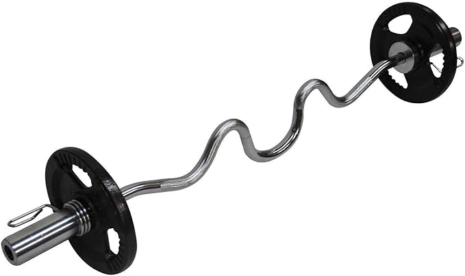 17kg Olympic Barbell Weights - 120cm Super Curl Bar + 10kg Weight Plates - 5kg x 2