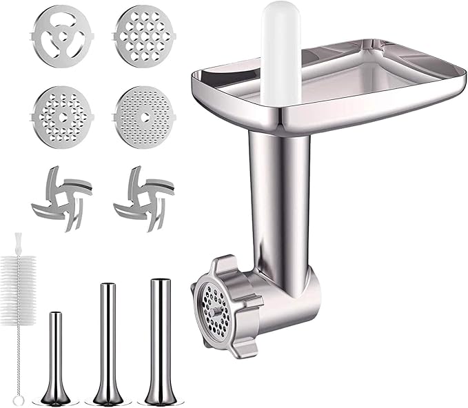 Kitchee Meat Food Grinder Sausage Attachment - Compatible with KitchenAid Mixers