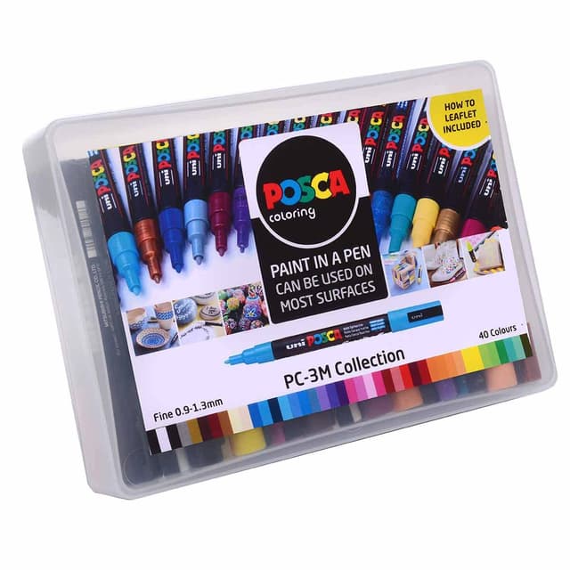 Posca PC-3M (PC3M) Paint Marker Pens in A Bundle of 45 Individual Colours