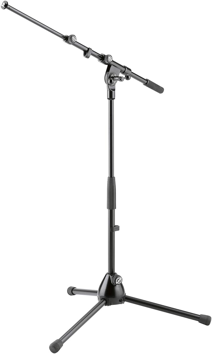 K&M 25900 Low Height Tripod Microphone Stand With Telescopic Boom - Black