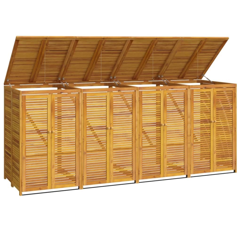 Quadruple Garbage Bin Shed 280x89x117 cm Solid Wood Acacia vidaXL