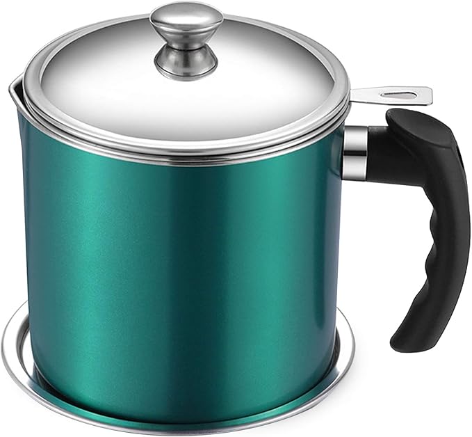Stainless Steel Oil Strainer Pot Grease Container Storage Can Filter Kitchen AU