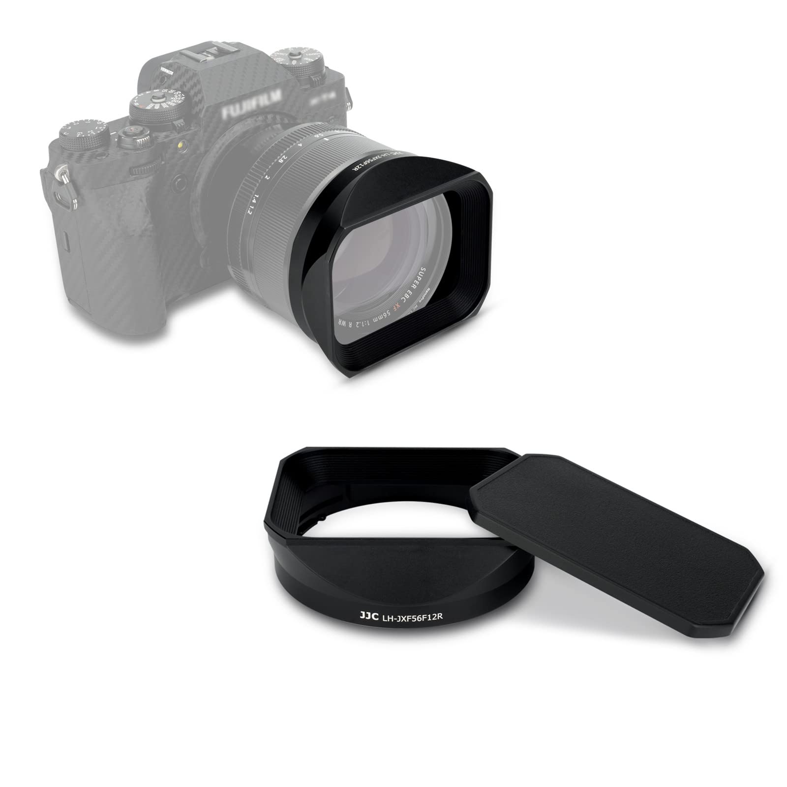Square Metal Lens Hood W/Hood Cap Replace Fuji LH-XF23 For Fujifilm Fujinon Xf 23mm F1.4 R & Xf 56mm F1.2 R (APD) Lens On Camera X-S10 X-E4 X-T4 X-T3