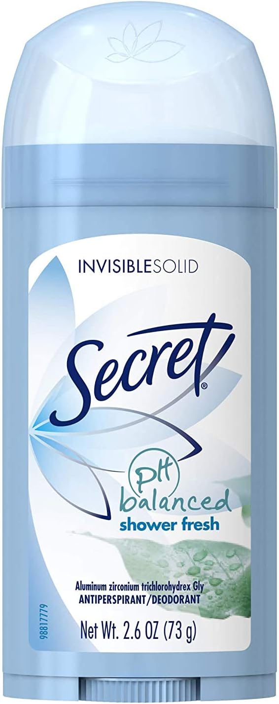 Secret Invisible Solid Antiperspirant Deodorant, Shower Fresh - 2 pack, 2.6 oz sticks