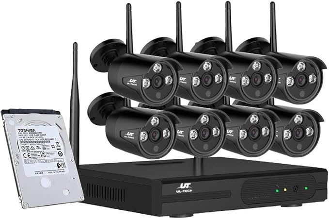 UL Tech CCTV Wireless Security Camera System 8CH Home Outdoor Wifi 8 Bullet Cameras Kit 1TB