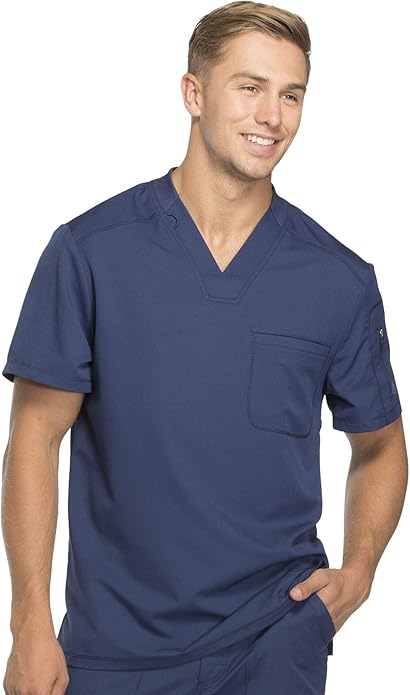 DK610 Dickies DYNAMIX Men's Tuckable V-Neck Scrub Top, Black / L