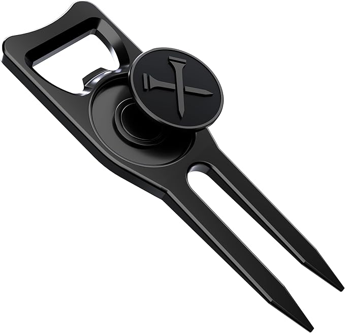 Blue Tees Golf - 6 in One Divot Repair Tool - Black