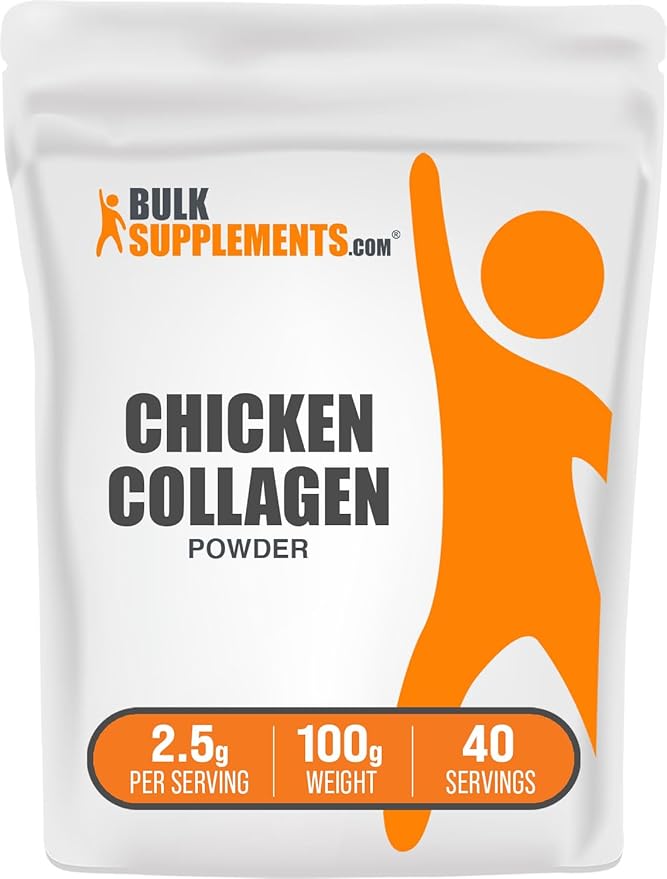 BulkSupplements.com Chicken Collagen Powder - Hydrolyzed Collagen Powder, Collagen Supplement, Collagen Peptides Powder - Gluten Free, 2500mg per Serv