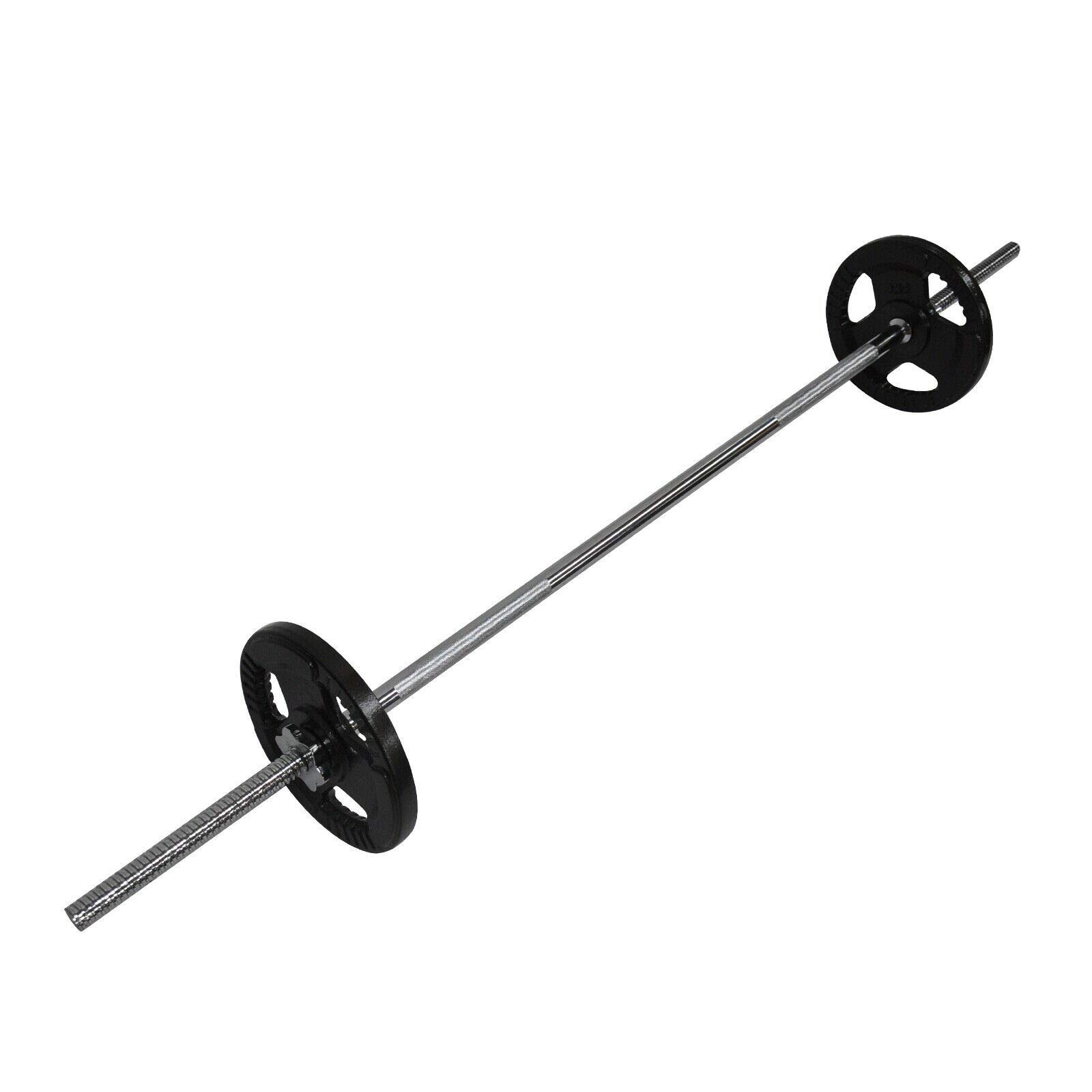 15kg EZ Grip Cast Iron Barbell Weight Set - 150cm Bar + 10kg Iron Weight Plates