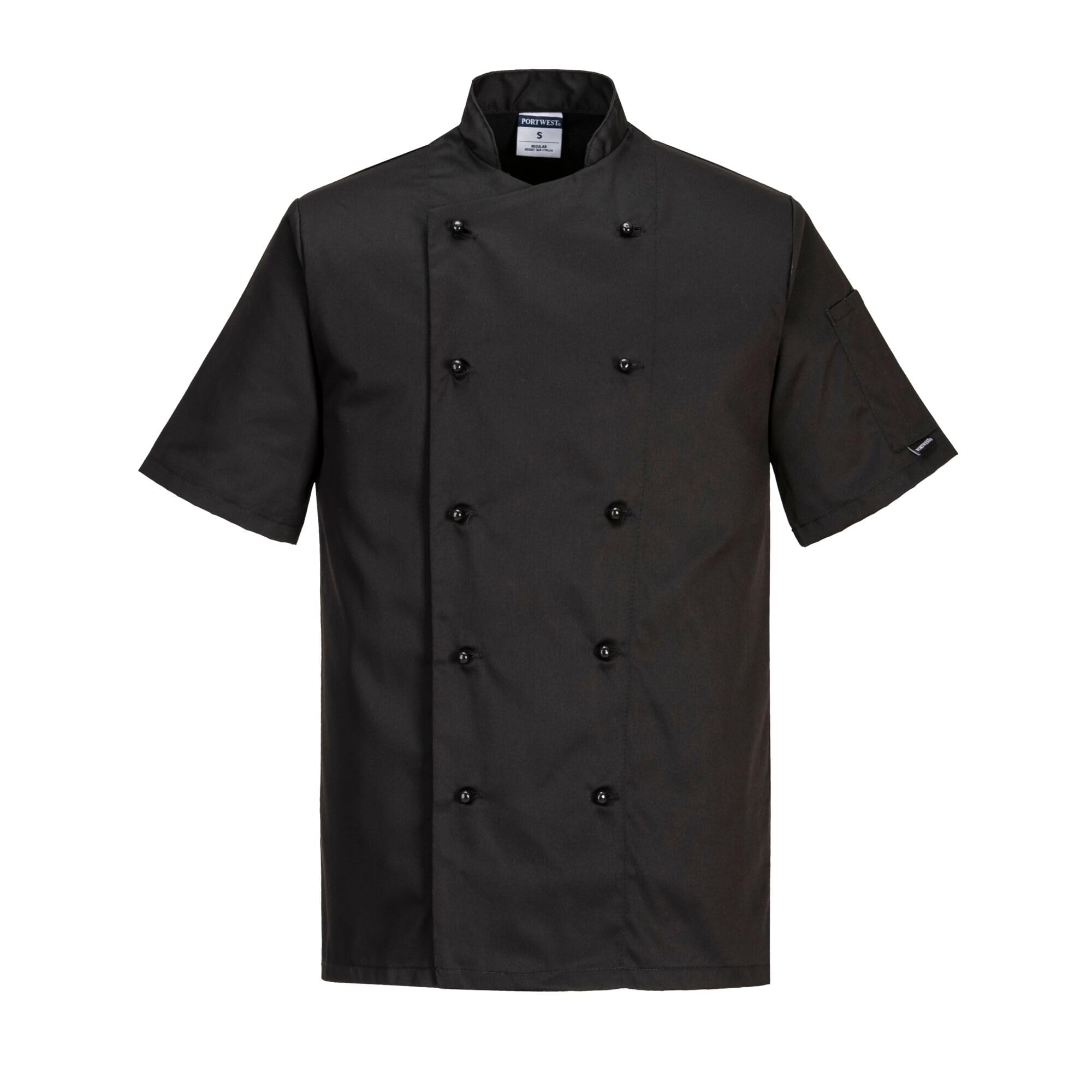 Portwest Mens Kent Chef Jacket Black XL Cotton Polyester Mens Chef Jacket