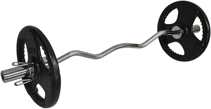 36kg Olympic Barbell Bar Weights - 120cm Curl Bar + 30kg Olympic Weight Plate - 15kg x 2