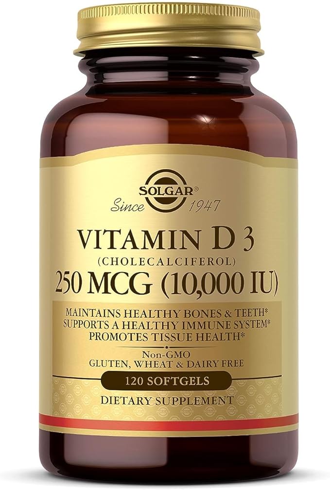 Solgar Vitamin D3 (Cholecalciferol) 250 mcg (10,000 IU) 120 Softgels