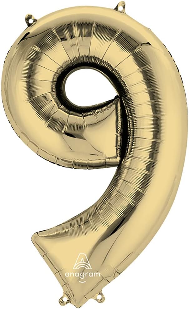 SuperShape White Gold Number 9. Foil Balloon